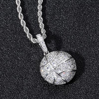 Collar con Colgante de Baloncesto Estilo Hip Hop, con Microincrustaciones de Zirconia, para Hombre, Joyería Deportiva de Moda Urbana