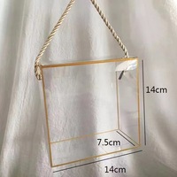 Boîte d'Emballage Bonbons et Cadeaux de Mariage en PVC PET Transparent avec Poignée, Marquage Doré, Expédition Rapide