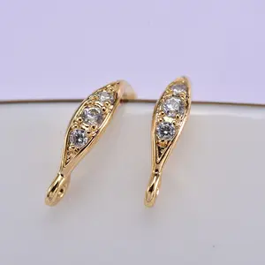 DIY earring accessories boutique hot selling Korean version of brass plated real gold simple micro-set zirconium ear hook
