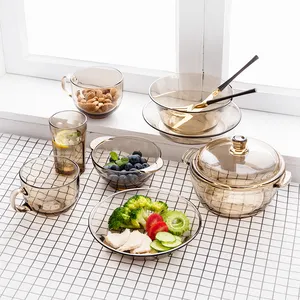 Glass bowl and dish set soda lime glass reused household glass dish