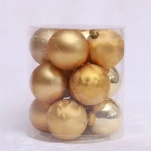 Boules de noël en plastique, 6cm, nouveau motif doré, décorations d'arbre de noël, vente directe d'usine