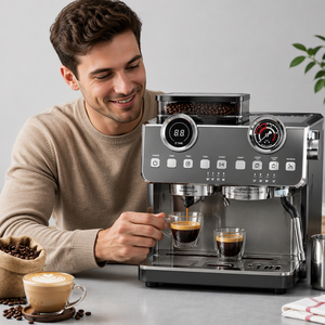 Machine à café expresso commerciale en acier inoxydable de 2,5 L avec moulin à grains intégré et mousseur à vapeur - Product Image 3