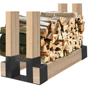 Adjustable To Any Length Outdoor Firewood Log Storage Rack Bracket Kit Fireplace Wood Storage Holder