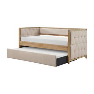 Sofá Cama Convertible de Tres Plazas, Moderno, con Cama Nido Extraíble, Tapizado en Bouclé Beige, Estilo Transicional para Dormitorio - Product Image 3