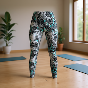 Women's High Waist Abstract Print Leggings DK816-1, Ankle-Length Lycra Yoga Pants with <b>Elastic</b> <b>Waistband</b> for Comfortable Fitness - Product Image 2