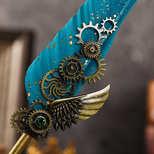 Set <span class=keywords><strong>de</strong></span> Pluma <span class=keywords><strong>de</strong></span> Inmersión Steampunk con Diseño <span class=keywords><strong>de</strong></span> Engranajes Mecánicos y Pluma <span class=keywords><strong>de</strong></span> Pluma <span class=keywords><strong>de</strong></span> Ángel, Kit <span class=keywords><strong>de</strong></span> Caligrafía Retro <span class=keywords><strong>de</strong></span> Lujo, Caja <span class=keywords><strong>de</strong></span> Regalo para Diario Personal y Regalos Empresariales - Product Image 3