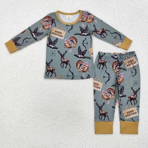 Pijamas de Seda de Manga Larga para Niños, Diseño de Pato Mallard y Pavo Gris, Venta al Por Mayor, Alta Calidad, Boutique, Gran Oferta, Nueva Llegada, Listo para Enviar - Product Image 6