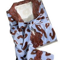 Nuevo camisón sexy estilo Pure Desire con estampado de leopardo y tirantes, cuello en V, para mujer, con espalda descubierta y encaje, ideal para el hogar.