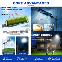 Lampe solaire LED intégrée tout-en-un pour extérieur, étanche IP65, contrôle intelligent de la lumière, contrôle du temps, 60W, 120W, 180W