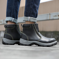 Dinggu – bottes de sécurité d'hiver à fermeture éclair pour hommes, chaussures de travail à bout en acier, chaussures de sécurité pour la construction