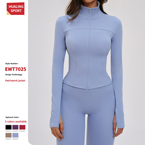 Veste de yoga douce et moelleuse pour femmes, <span class=keywords><strong>haut</strong></span> de sport <span class=keywords><strong>zippé</strong></span> ajusté, vêtements de sport respirants pour la course à pied - Product Image 2
