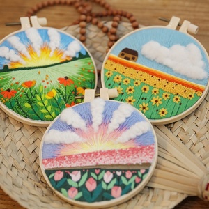 Handmade Embroidery DIY Material Bag Living Room Hanging Picture Cross Stitch Embroidery Painting for Beginners in Needlework