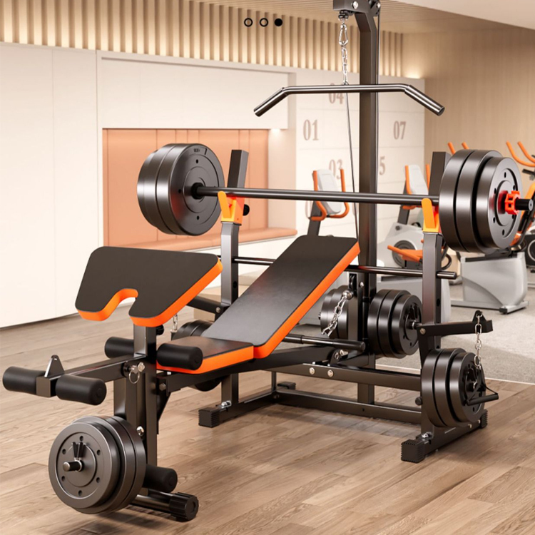 Multi-Function Power Rack Weight Bench Fitness Equipment Home Training Metal Material Barbell Weight Lifting For Bodybuilding
