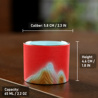 Ensemble de tasses à thé de style chinois 65 ml avec logo personnalisé OEM, vente en gros, magnifiques montagnes et rivières, porcelaine, coffret cadeau de thé Kung Fu, étiquette privée