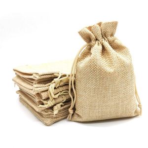 Sac d'emballage personnalisé en toile de jute avec cordon de serrage pour maquillage et parfum, pochette en jute pour bonbons et shopping, avec logo imprimé sur mesure - Product Image 1