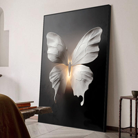 Art mural moderne, papier peint en toile avec motif de papillon noir et blanc, illusion d'optique, impression holographique, décoration murale pour la maison, salon