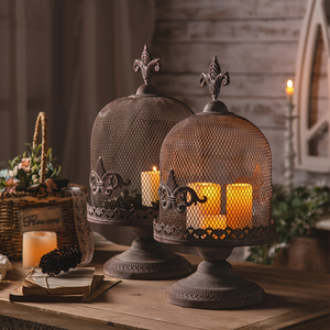 Decorwell mộc mạc sắt handmade dây Lưới rỗng đa chức năng người giữ ngọn nến & <span class=keywords><strong>planter</strong></span> đứng cho home & Garden trang trí - Product Image 3