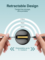 LDNIO LC90A kabel Data multi-pengisian, kabel Data 3-in-1 dapat ditarik 4.2A, kabel Data pengisian daya cepat untuk ponsel Android, tipe C, baru