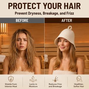 Bonnets de Douche en Feutre de Laine de Luxe, Doux, Réutilisables, Écologiques, avec Logo Personnalisé pour le Bain et la Sauna - Product Image 5