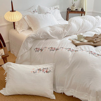 Housse de couette en chanvre haut de gamme, style rétro, brodée, respirante, 3 pièces, durable, antibactérienne, respectueuse de l'environnement, pour la maison
