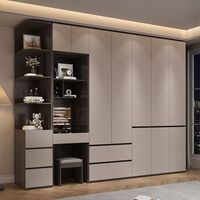 Armoire murale complète moderne avec étagère d'angle et coiffeuse intégrée, armoire de rangement sans poignée, sur mesure pour hôtel