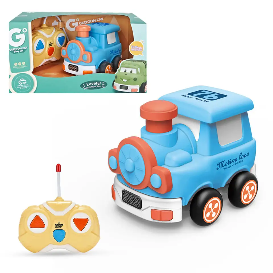 Educational Cartoon Rc Radio Remote Control 27Mhz 2 CH Rc Train Toy Vinyl Toy Soft Plastic Toy Train For Kids