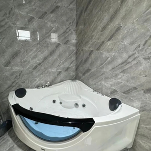 Baignoire de massage à remous moderne en acrylique avec fonctions de cascade à bulles et jets d'air pour deux personnes - Product Image 4