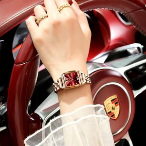 Montres pour femmes Poedagar 795 Luxury Diamond Rectangle, étanches, lumineuses, bracelet en acier inoxydable, montre à quartz - Product Image 5