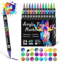 Ensemble de marqueurs d'art acrylique stylos pinceau à pointe fine à double pointe pour les élèves de l'école cartes de livre pour enfants dessin artisanat peinture papier
