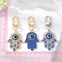 Porte-clés en métal œil turc bleu, main de Fatma Hasma, œil du diable, porte-bonheur, accessoire pour clés de voiture, sac, pendentif, décoration intérieure