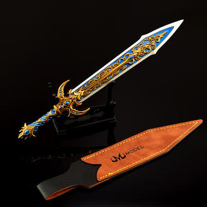 Espada de alma imperial azul dorada de 22cm, todo el Metal se puede personalizar, espada de juguete, llavero de espada sin cortar de seguridad, colección de artesanía de Metal - Product Image 4