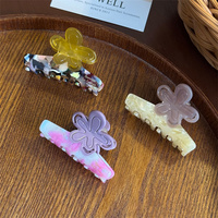 Vintage Mini Haarklemmetje Schattig Elegant Kleurrijk Half Opsteekkapsel Haaraccessoires voor Vrouwen Bloem Acetaat Haar Klauw Kartonnen Verpakking