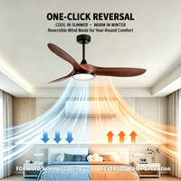 Ventilador de Techo Decorativo Eléctrico Moderno de Lujo de 46 Pulgadas con 3 Aspas de ABS en Blanco y Negro, con Luz y Control Remoto
