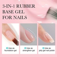 Base de vernis à ongles en caoutchouc en gros, gel de base professionnel, flexible, durable, résistant aux éclats, à retirer par trempage, 12 ml