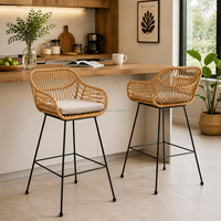 Tabouret de bar en rotin tressé à la main, confortable, respirant et ergonomique, idéal pour bar, îlot de cuisine ou comptoir - Vente flash