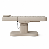 Table de soin esthétique électrique à 3 moteurs en cuir PU avec couvercle de colonne amovible, appui-tête réglable en hauteur pour salon et spa