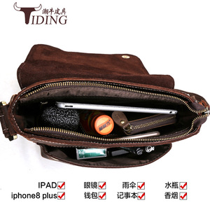 Bolso Bandolera de Cuero Genuino para Hombre, Marca Tiding, Color Sólido, Casual, Resistente al Desgaste - Product Image 5