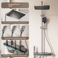 Robinet de douche de luxe en acier inoxydable avec affichage numérique, système de douche mural, pommeau de douche effet pluie, thermostat intelligent