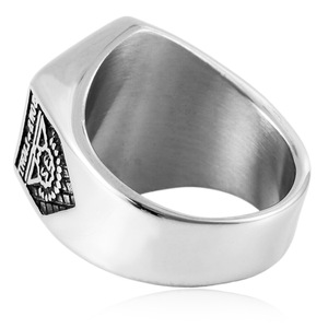 yunnique <b>Titanium</b> Steel Freemason Eye <b>Ring</b> Geometric Design Men's Punk Jewelry Gift 210177 - Product Image 4