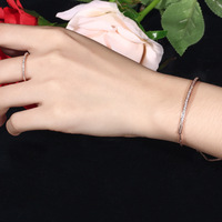 Minimalista pulsera de las mujeres joyería de pulsera ajustable chapado en oro 18k diamante cz pulsera inicial