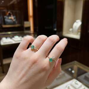 Anillo Xinfly de Oro Sólido de 18K con Dos Piedras, Esmeralda en Forma de Corazón y Diamante en Forma de Pera, Anillo Toi et Moi, Joyería de Lujo para Regalo - Product Image 4