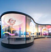 Película de pantalla LED para interiores/exteriores de alta transparencia, pared de pantalla de vidrio Flexible para centros comerciales, tiendas, estirables para facilitar