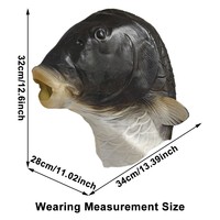 Masque de poisson amusant pour Halloween, tête d'animal en latex, accessoire de fête, carnaval, cosplay