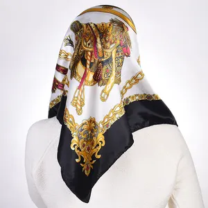 Hijab en mousseline de soie pour femmes, écharpe de luxe, imprimé en ligne, musulman, vente en gros, livraison gratuite, B01