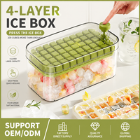 Moule à glaçons TOPIN 4 couches grande capacité en silicone, qualité alimentaire, réutilisable, multicolore, pour fruits