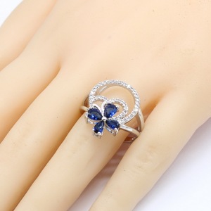 New Dark Blue Zircon Platinum Silver Plated Trendy Jewelry Sets Women <strong>Wedding</strong> Party Gift Earrings Bracelet <strong>Rings</strong> <strong>Necklace</strong> - Product Image 3