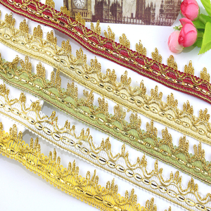 Hot Bán Thêu Vàng Và Bạc <span class=keywords><strong>Sequin</strong></span> Ren Trim Biên Giới Nước Hòa Tan Kim Loại Vải Cho Hat Trang Trí - Product Image 5