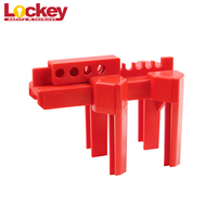 Verrouillage de sécurité pour robinet à bille en polypropylène réglable et durable Lockey avec serrures rouges pour tuyaux de 0,5 à 2,5 pouces, poignée de verrouillage à clé