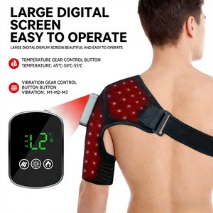Wireless 660nm 850nm <b>Heat</b> Vibration Shoulder Wrap Brace <b>Pad</b> Red Light Therapy <b>Neck</b>/Shoulder Massager 10W 5000mAh for Pain Relief - Product Image 2