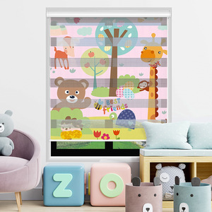 Habitación infantil Impresión digital 3D Día y Noche Elefante arcoíris Persianas enrollables de cebra transparente Tela <span class=keywords><strong>para</strong></span> sombreado de ventanas - Product Image 4